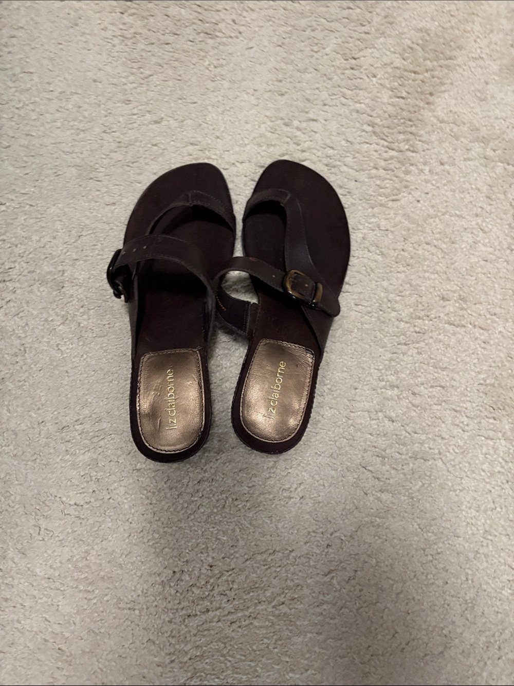 Liz Claiborne Dark Brown Buckle Slide Mules